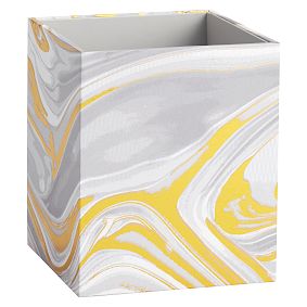 Paper Desk Accessories, Set Of 3, Gold Marble