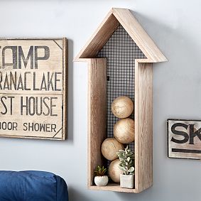 Wood And Metal Arrow Shelf