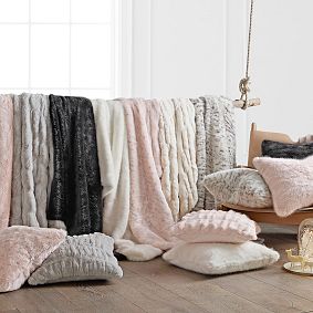 Blush Ice Faux-Fur Pillow Cover