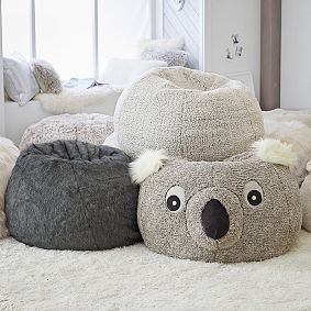 Large Koala Faux-Fur Critter Bean Bag Chair Slipcover