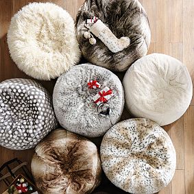 Large Snow Leopard Faux Fur Beanbag