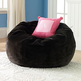 Large Coffee Luxe Faux Fur Bean Bag Chair