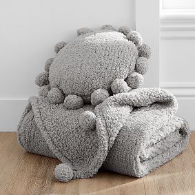 Cozy Pom Sherpa Throw &amp; Pillow Gift Set