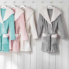 Polar Bear Hooded Faux-Fur Robe