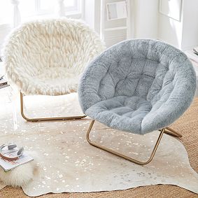 Iced Faux-Fur Quarry with Gold Base Hang-A-Round Chair