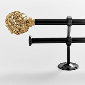 The Emily &amp; Meritt Gold Knot Finial & Dark Iron Hardware Set