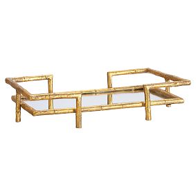 Gold Bamboo Mirrored Tray