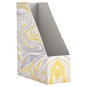 Paper Desk Accessories, Set Of 3, Gold Marble