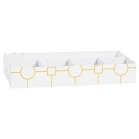 Printed Paper Desk Accessories Set, Metallic Gold Geo