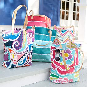 Seaside Splash Beach Tote, Cool Tie-Dye Stripe