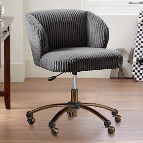 Charcoal Chamois Wingback Swivel Desk Chair