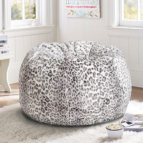 Large Gray Cheetah Faux Fur Beanbag