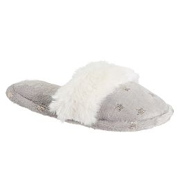 Light Gray Shimmer Star Slippers