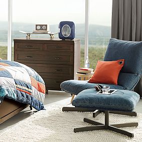 Denim Maverick Swivel Lounge Chair &amp; Ottoman