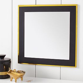 Paper Border Mirror, Black With Gold Trim