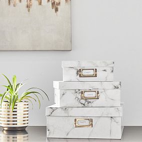 Stacking Paper Storage Boxes, Set of 3
