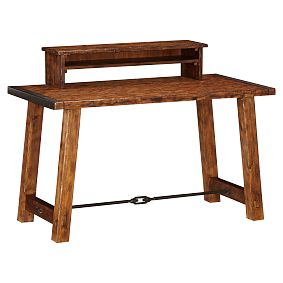 Rustic Hazelnut Desk with Hutch