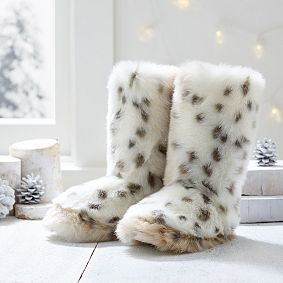Snow Leopard Faux-Fur Booties