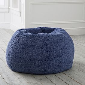 Large Cozy Sherpa Indigo Beanbag Chair