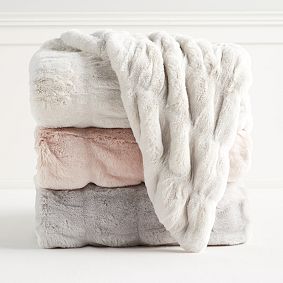 Faux-Fur Ruched Throw