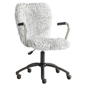 Gray Leopard Faux-Fur Airgo Swivel Desk Chair