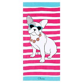 Preppy Frenchie Beach Towel UPF 50+