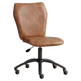 Cognac Faux-Leather Airgo Swivel Desk Chair