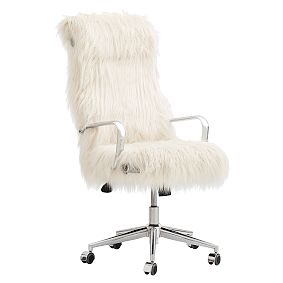 Ivory Himalayan Faux-Fur Ultimate Desk Chair