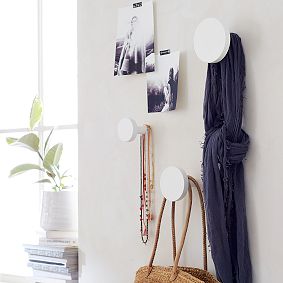 Round Wooden Wall Hooks, Set of 3