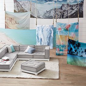 Panoramic Beach Scene Tapestry