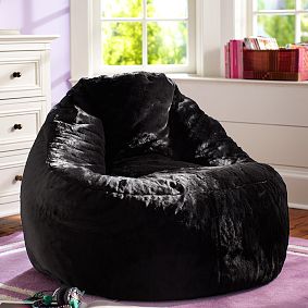 Black Luxe Faux-Fur Leanback Lounger