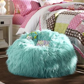 Large Himalayan Faux-Fur Deep Pool Bean Bag Chair Slipcover