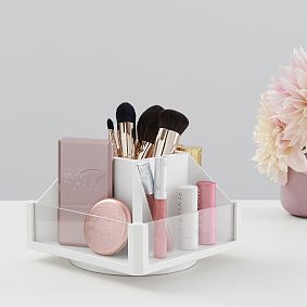 Wood &amp; Acrylic Rotating Beauty Organizer