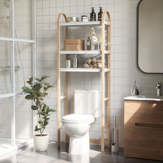 トイレ収納 wood iron shelf ss Bellwood Over-the-Toilet Shelf Storage | Pottery Barn Teen
