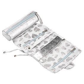 Shine On Jewelry Roll, Silver Hearts