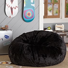 Large Black Luxe Faux Fur Beanbag