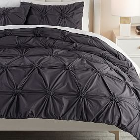 Ruched Rosette Organic Duvet Cover