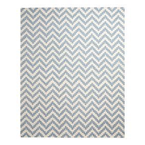 Chevron Peri Blue Wool Rug, 3x5
