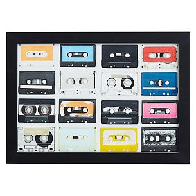 Colorful Cassette Framed Art, 24.5"x17.5"