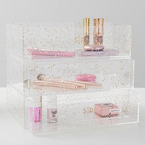 Confetti Dot Acrylic Stackable Trays, Set of 3