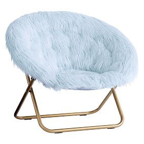 Sky Blue Himalayan Faux-Fur Hang-A-Round Chair