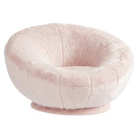 Iced Faux-Fur Blush Groovy Swivel Chair