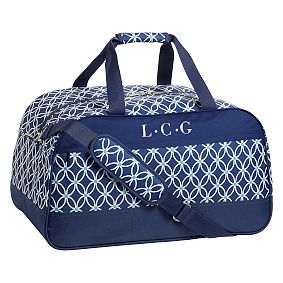 Jet-Set Navy Petal Chain Duffle Bag