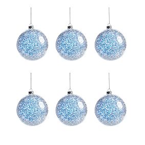 Silver Sequin Ornaments - Set of 6