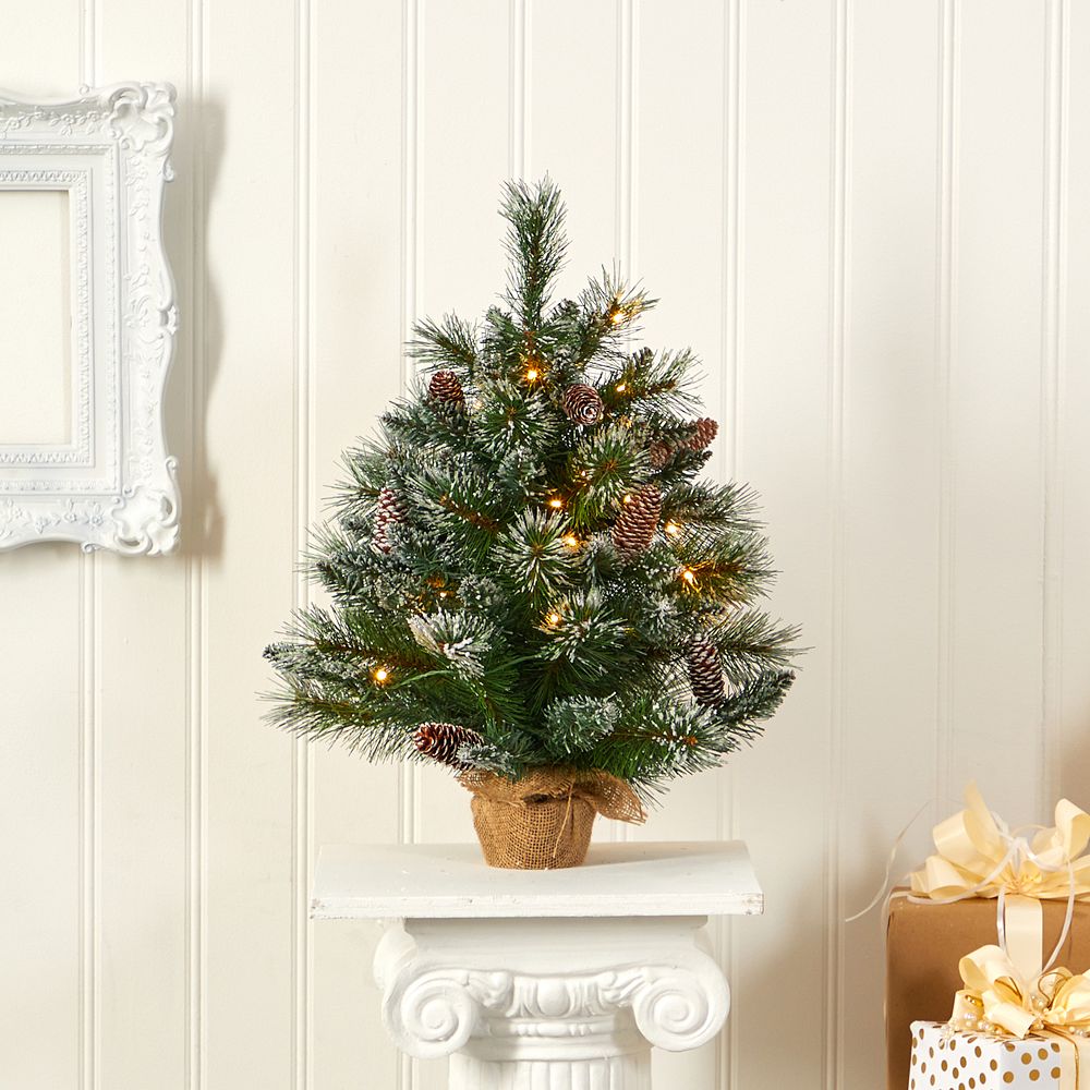 Frosted Tabletop Faux Pine Christmas Tree - 2'