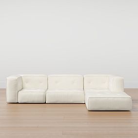 Piped Cushy Sofa and Ottoman Set (96")