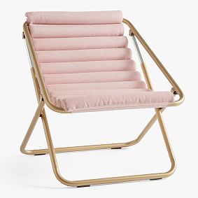 Chenille Plain Weave Washed Blush Sling Chair