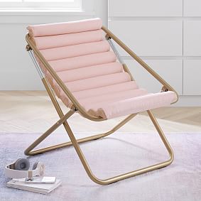 Chenille Plain Weave Washed Blush Sling Chair