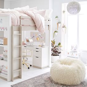 Himalayan Faux Fur Ivory Bean Bag Chair