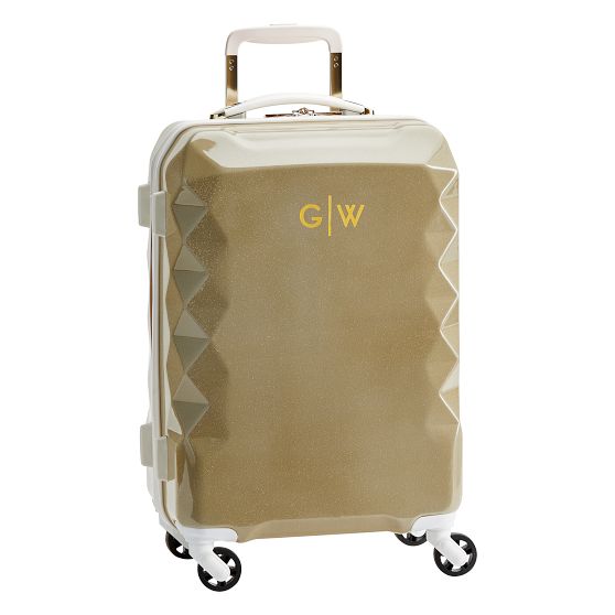 Luxe Hard-Sided Gold Glitter Carry-On Spinner Suitcase